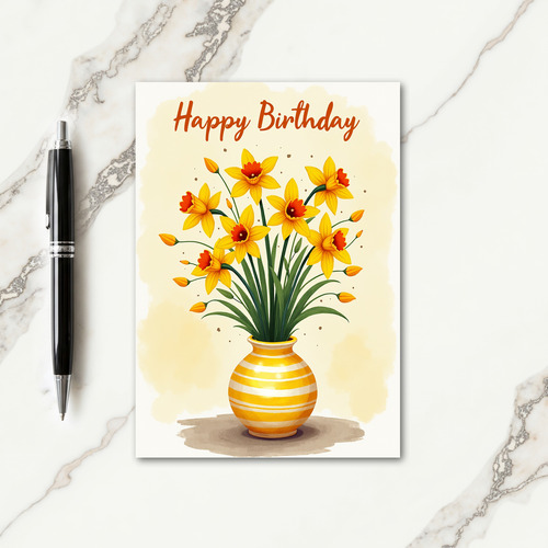 Striped Yellow Bloom Vase Card