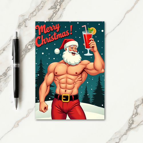 Strong Mans Christmas Toast Card