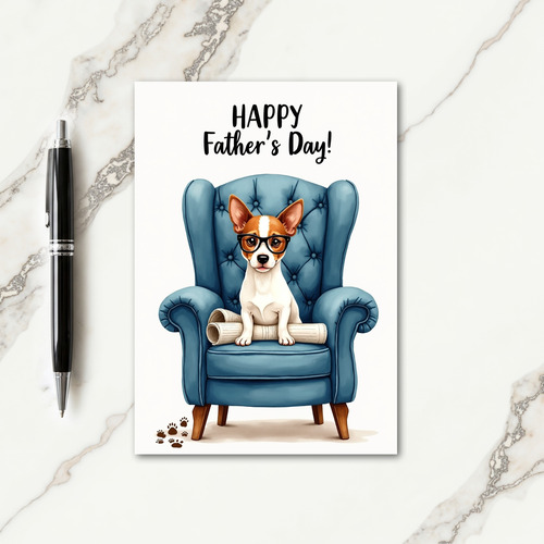 Studious Pup Fathers Day Card