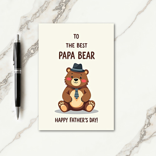Stylish Bear Fathers Day Image Card