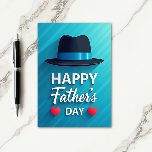 Stylish Fathers Day Hat Card