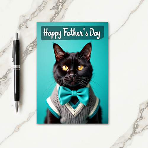 Stylish Feline Fathers Day Card