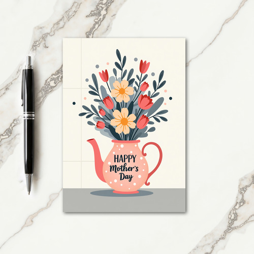 Stylish Mothers Day Teacup Card