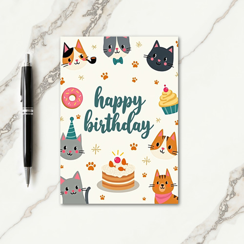 Stylized Cat Birthday Card