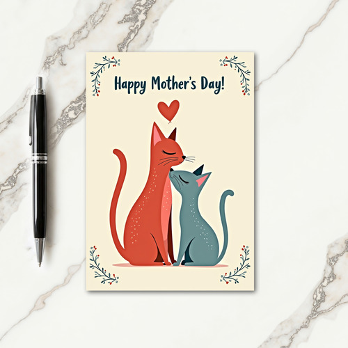 Stylized Cat Mothers Day Card