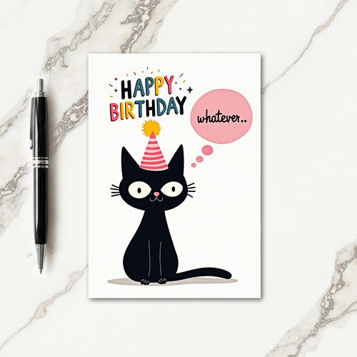 Stylized Cat Party Hat Card