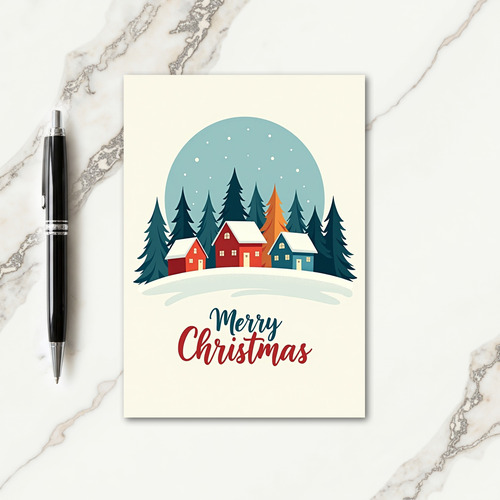 Stylized Christmas Village Card