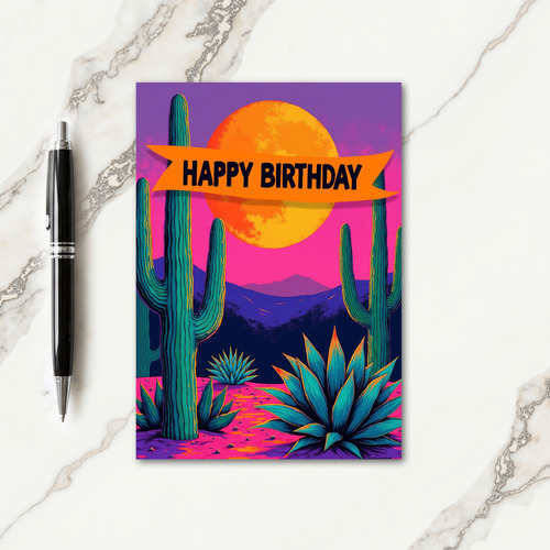 Stylized Desert Birthday Wish Card