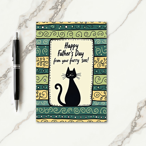 Stylized Fathers Day Kitten Card