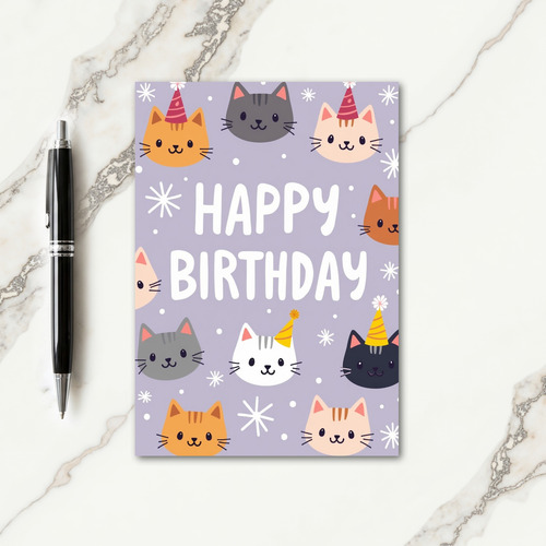 Stylized Feline Birthday Card