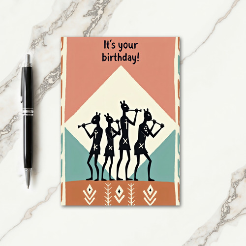 Stylized Figures Birthday Card