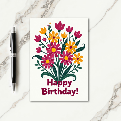 Stylized Flower Birthday Card