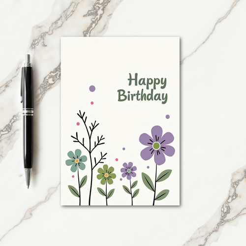 Stylized Garden Birthday Card