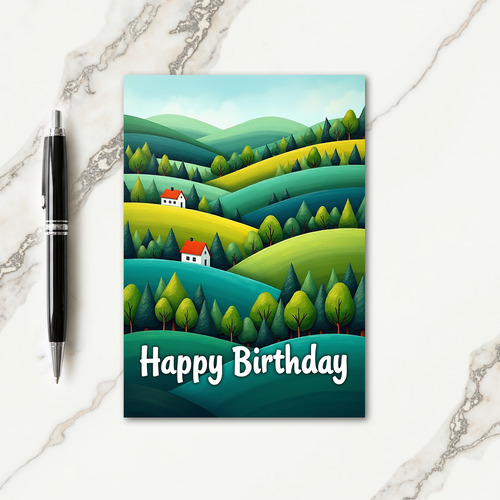 Stylized Hills Birthday Card