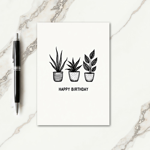 Stylized Plants Birthday Card