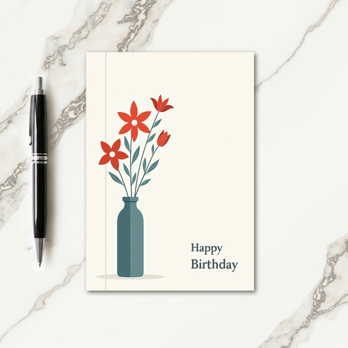 Stylized Red Birthday Card