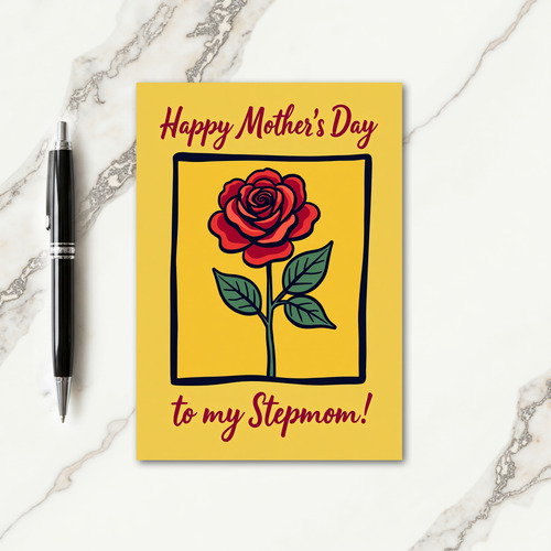 Stylized Red Bloom Mothers Day Card
