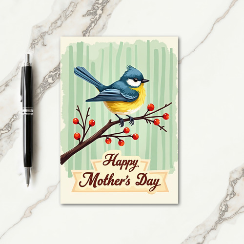 Stylized Songbird Mothers Day Card