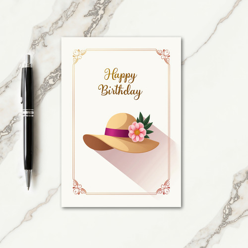 Summer Hat Floral Birthday Card