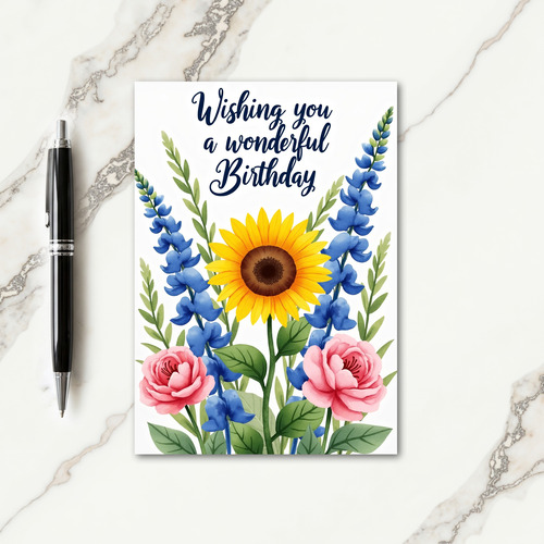 Sunlit Yellow Bloom Birthday Card