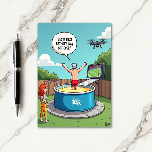 Sunny Fathers Day Pool Party Card