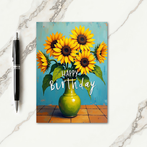 Sunny Flower Vase Birthday Card