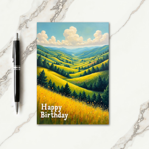 Sunny Hillside Birthday Card