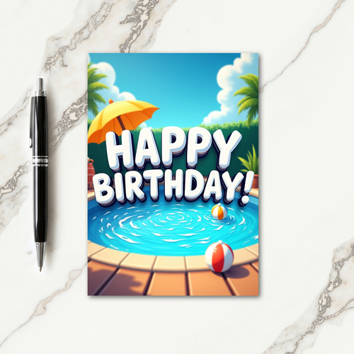 Sunny Pool Birthday Card