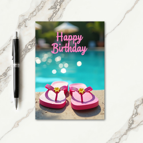 Sunny Poolside Birthday Card