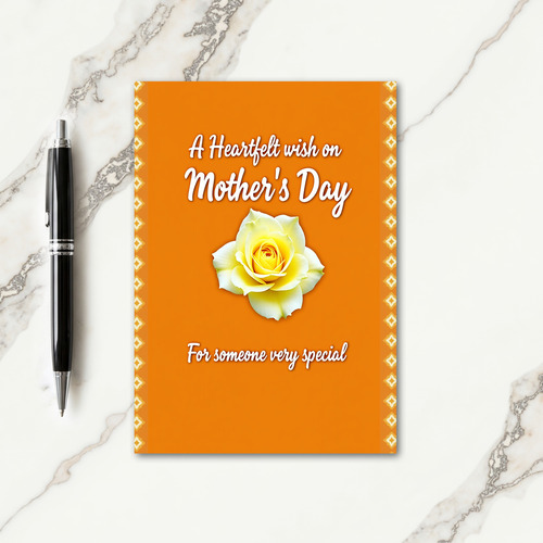 Sunny Yellow Rose Mothers Day Card