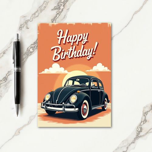 Sunset Auto Birthday Card