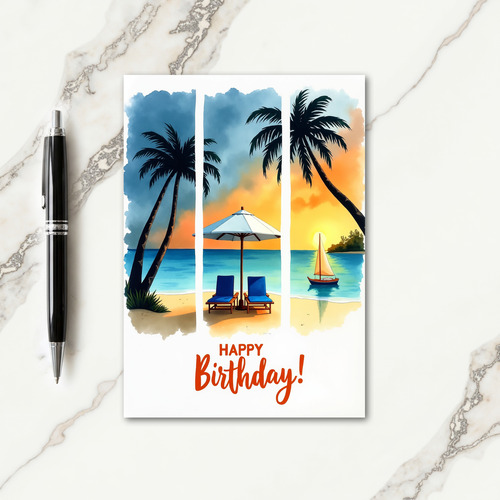 Sunset Beach Birthday Card