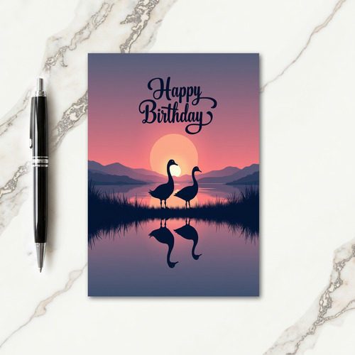 Sunset Birds Birthday Reflection Card