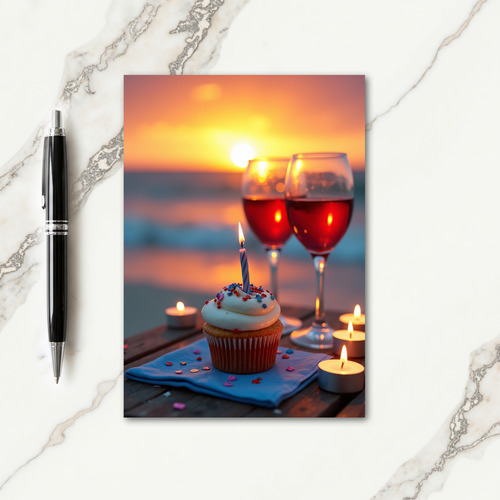 Sunset Birthday Cupcake Card