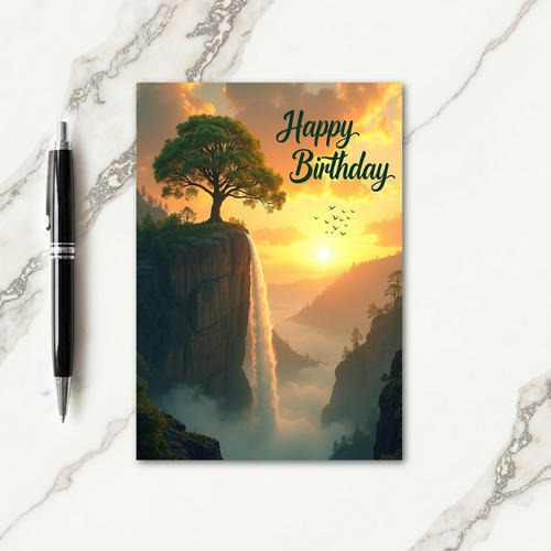 Sunset Birthday Waterfall Card