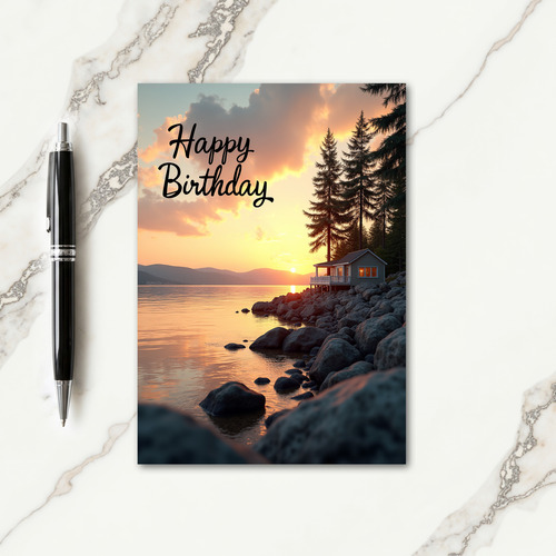Sunset Cabin Birthday Card