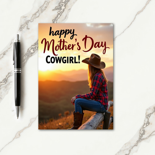 Sunset Cowgirl Mothers Day Card