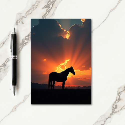 Sunset Equine Silhouette Birthday Card