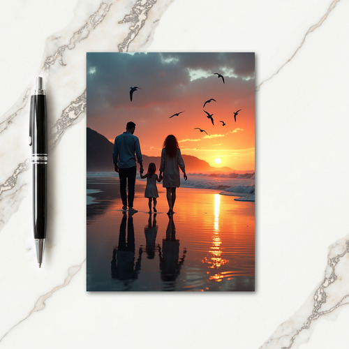 Sunset Family Walk Fathers Day Card