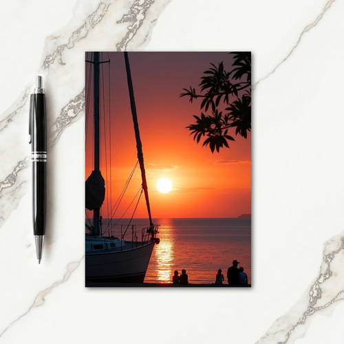 Sunset Fathers Day Sailing Boat Card