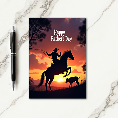 Sunset Fathers Day Silhouette Card