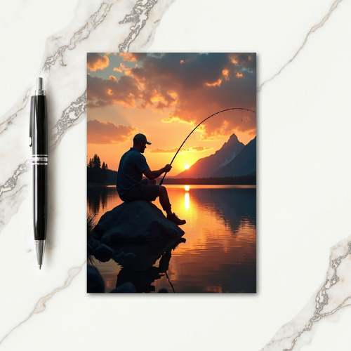 Sunset Fishing Birthday Card