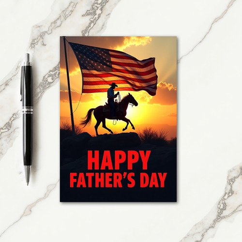 Sunset Flag Fathers Day Card
