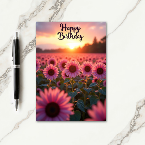 Sunset Flower Field Birthday Card