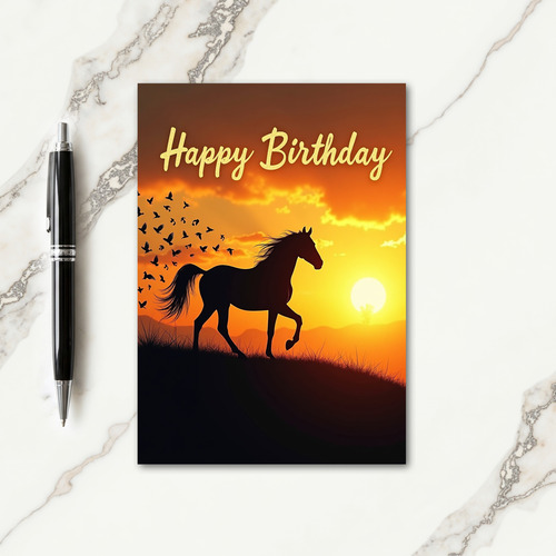 Sunset Horse Joyful Birthday Card