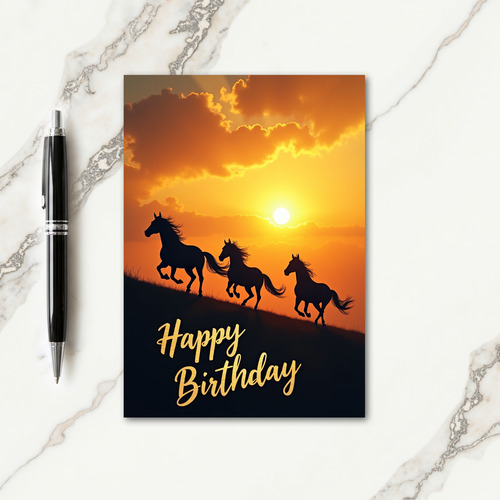 Sunset Horses Birthday Card