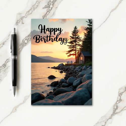 Sunset Lakeside Birthday Card