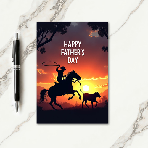 Sunset Lasso Happy Fathers Day Card