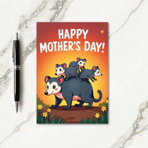 Sunset Marsupial Family Card