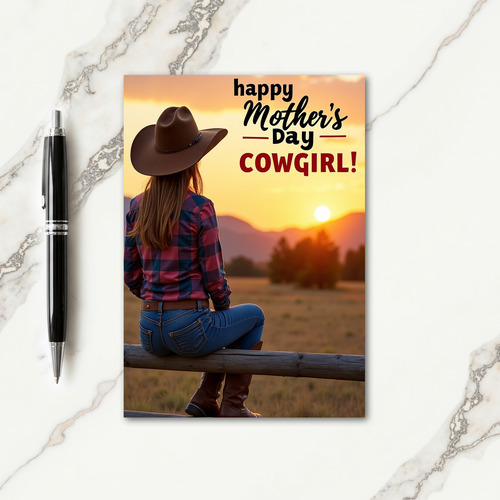 Sunset Mothers Day Cowgirl Card